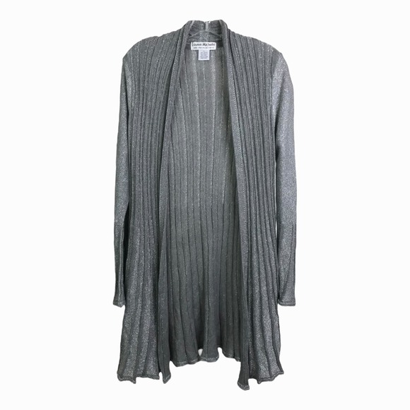Lauren Michelle Women's Cardigan Sweater Bell Sleeve Silver Gray Open Front Sz M - Picture 1 of 5
